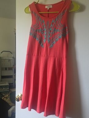 Umgee Coral & Turquoise Dress